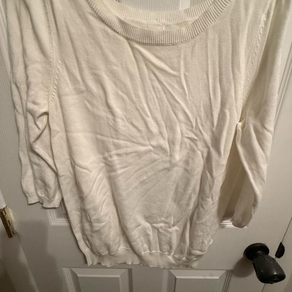 Old Navy White Ribbed Buttoned Blouse